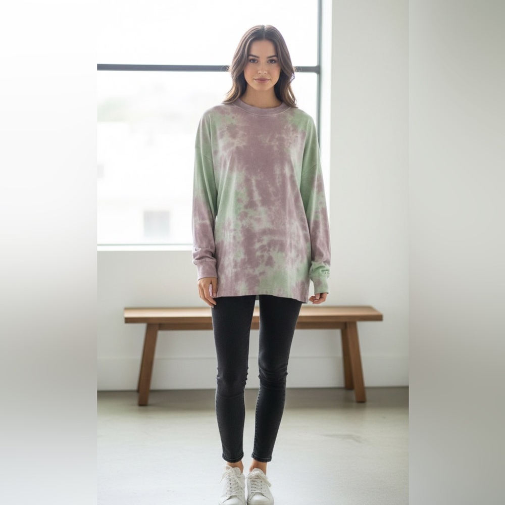 We the free free people tie dye long sleeve shirt oversized